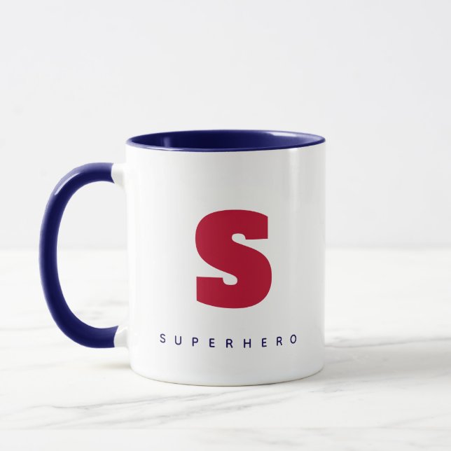 TAZA MONOGRAMA MODERNO TEXTO PERSONALIZADO INICIAL (Izquierda)
