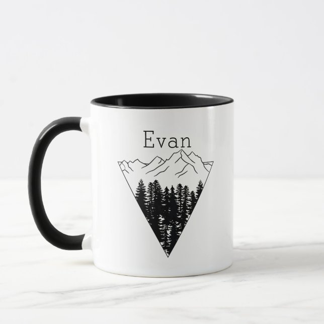 Taza Monograma Monograma Árboles de montaña Naturaleza  (Izquierda)
