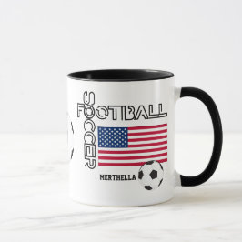 Taza Monograma Mundial de Fútbol Patriótico USA FLAG