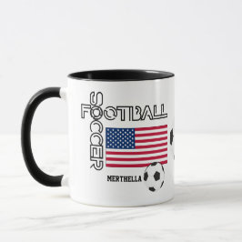 Taza Monograma Mundial de Fútbol Patriótico USA FLAG