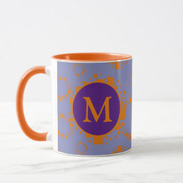 Taza Monograma Naranja inicial Cuadrados púrpura Círcul