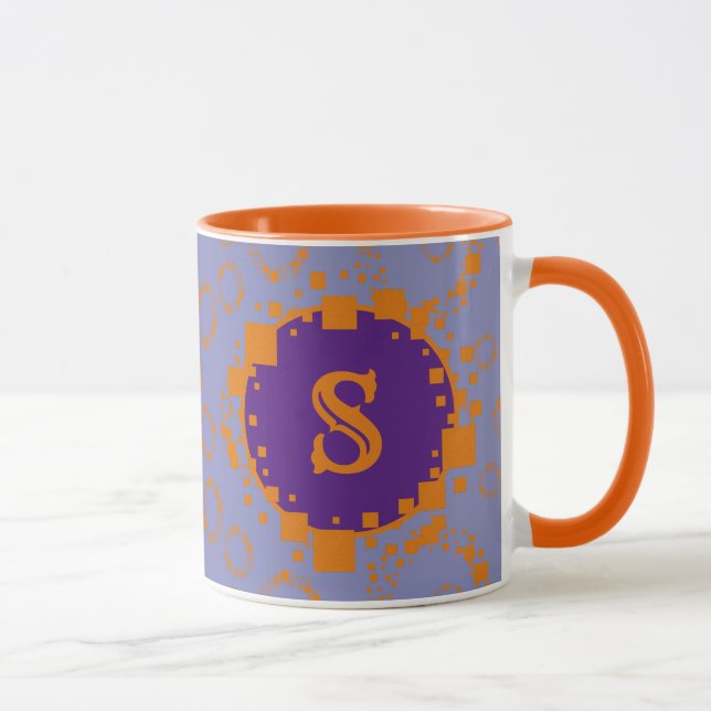 Taza Monograma Naranja púrpura inicial Bits digitales a (Derecha)