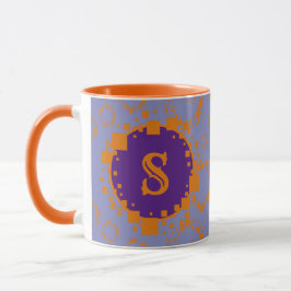 Taza Monograma Naranja púrpura inicial Bits digitales a