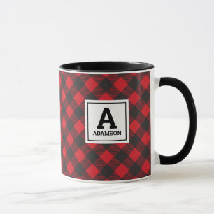 Taza Monograma Navidades Red Black Buffalo Plasto