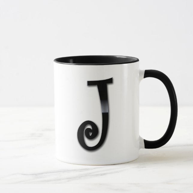 Taza Monograma negro del lustre - J (Derecha)