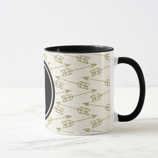Taza Monograma negro tribal de las flechas el | (Derecha)
