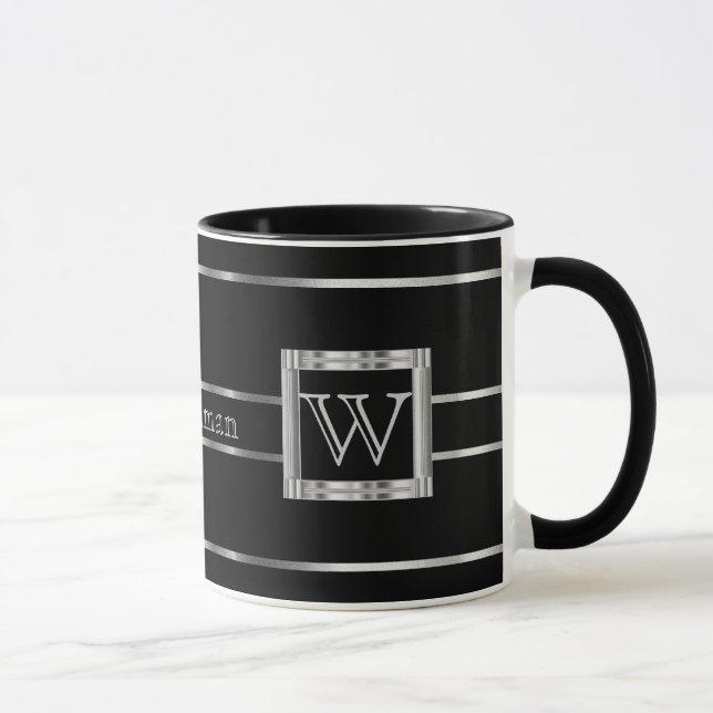Taza Monograma negro y plateado  (Derecha)