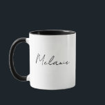 Taza Monograma Nombre Escritura Moderna Negro Blan<br><div class="desc">Taza Monograma Nombre Escritura Moderna Negro Blanco.</div>