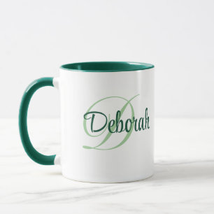 Taza Monograma Nombre verde