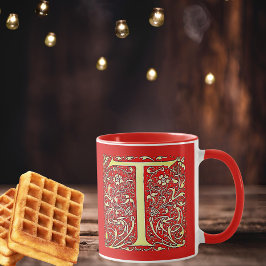 Taza Monograma ornamental antiguo - capital T