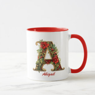Taza Monograma Ornata Personalizada A Navidad Rojo Dora