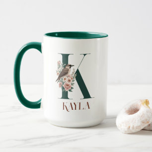 Taza Monograma Pequeño Personalizado de Aves Personaliz