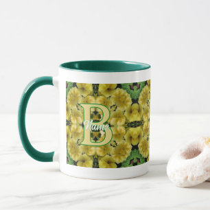 Taza Monograma personalizado con tu inicial Arte de flo
