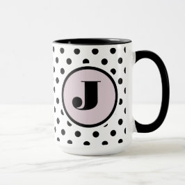Taza Monograma Personalizado de puntos negros