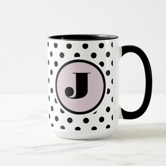Taza Monograma Personalizado de puntos negros (Derecha)