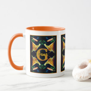 Taza Monograma personalizado inicial nombre flores de l