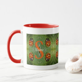 Taza Monograma personalizado inicial nombre mariquita a