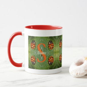 Taza Monograma personalizado inicial nombre mariquita a