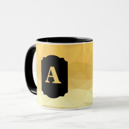 Taza Monograma personalizado negro metálico dorado