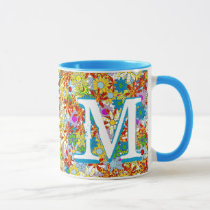 Taza Monograma personalizado o patrón floral de nombre