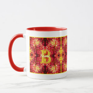 Taza Monograma Personalizado Tu Nombre Inicial Flor de 