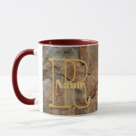 Taza Monograma Personalizado Tu Nombre Inicial Roca de