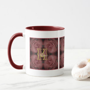 Taza Monograma Personalizado Tu Nombre Inicial Rosas Vi