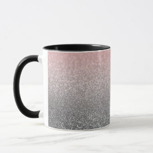 Taza Monograma personalizado vintage brillo rosa respla