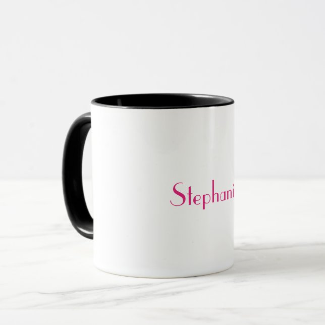 Taza Monograma Pink White Custom Name Party Favor Gift (Anverso izquierdo)