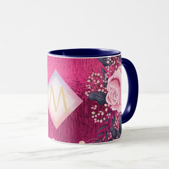 Taza Monograma Purpurina de la Marina Rosa Metálica Gir (Anverso derecho)