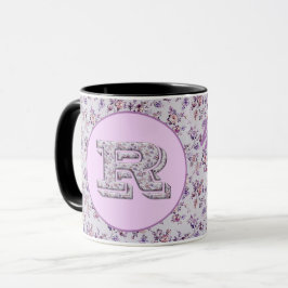 Taza Monograma R de flores de lujo