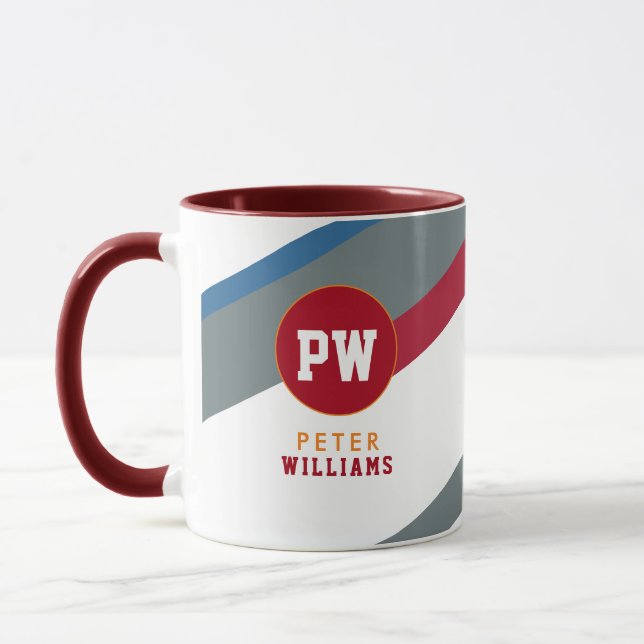 Taza monograma rayado moderno (Izquierda)