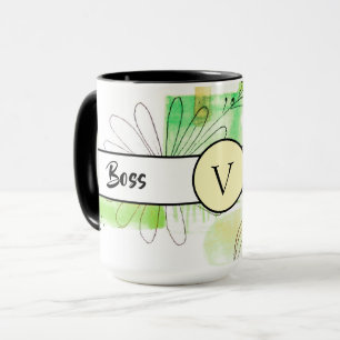 Taza Monograma resumen Ringer 15oz de Boss Lady Green