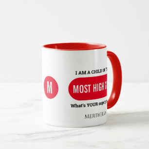Taza Monograma rojo de superpotencia cristiana personal
