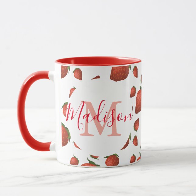 Taza Monograma rojo giratorio personalizado (Izquierda)