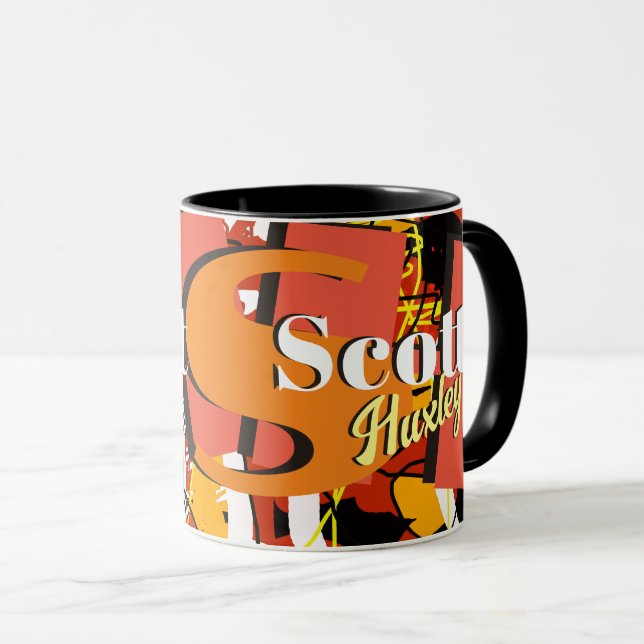 Taza Monograma rojo negrita moderno (Anverso derecho)
