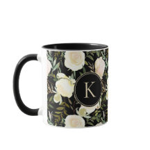 Monograma romántico vainilla floral color de agua 