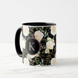 Taza Monograma romántico vainilla floral color de agua 