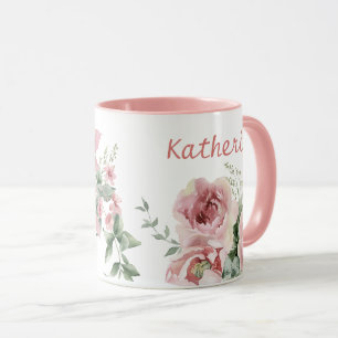 Taza Monograma Rosa Rosa Rosada Mujeres
