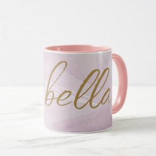 Taza Monograma Rosa Rubor   Minimalista Elegante Rosa D