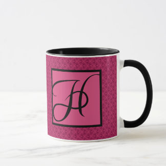 Taza Monograma rosado H del damasco