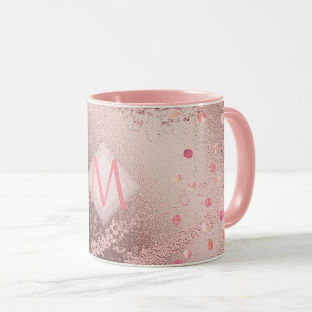 Taza Monograma ROSEGOLD Relieve metalizado metálico Asp (Anverso derecho)
