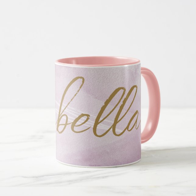 Taza Monograma Rubor Pink | Elegante Oro Rosa Minimalis (Anverso derecho)
