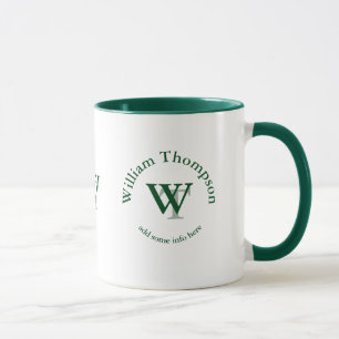 Taza monograma tipográfico - verde logotipo personaliza