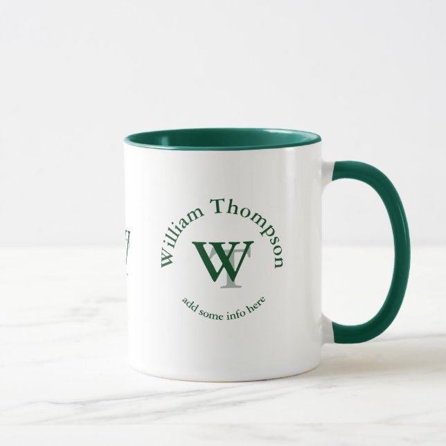 Taza monograma tipográfico - verde logotipo personaliza (Derecha)