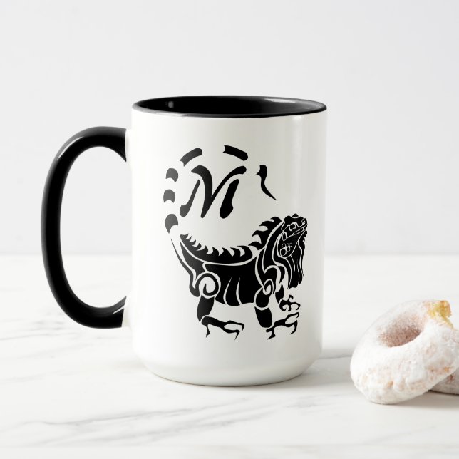 Taza Monograma tribal de iguana (Con donut)