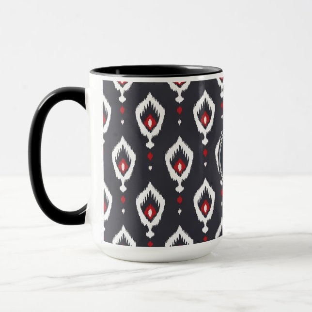 Taza Monograma tribal elegante del modelo del ikat (Izquierda)