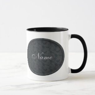 Taza Monograma Tu Nombre Personalizado Floral Negro