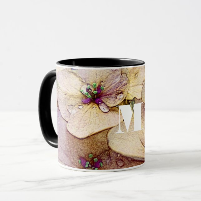 Taza Monograma Watercolor Flor Café Mug (Anverso izquierdo)