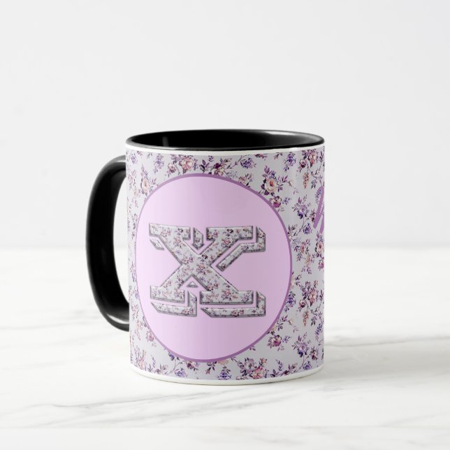 Taza Monograma X de flores de lujo (Anverso izquierdo)